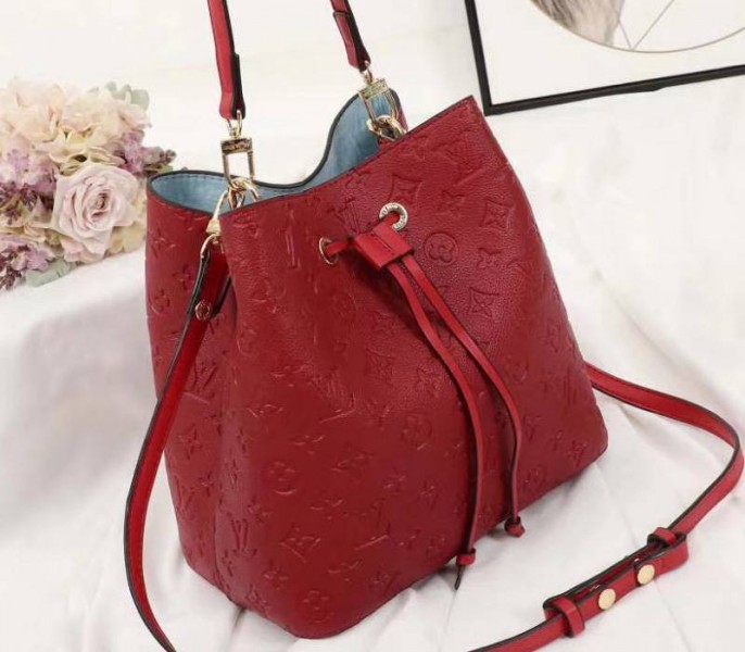 Louis Vuitton Monogram Empreinte NeoNoe MM Bag In Red
