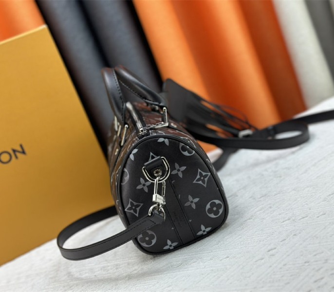 Louis Vuitton Brushed Monogram Keepall Bandouliere 25 City Bag In Black