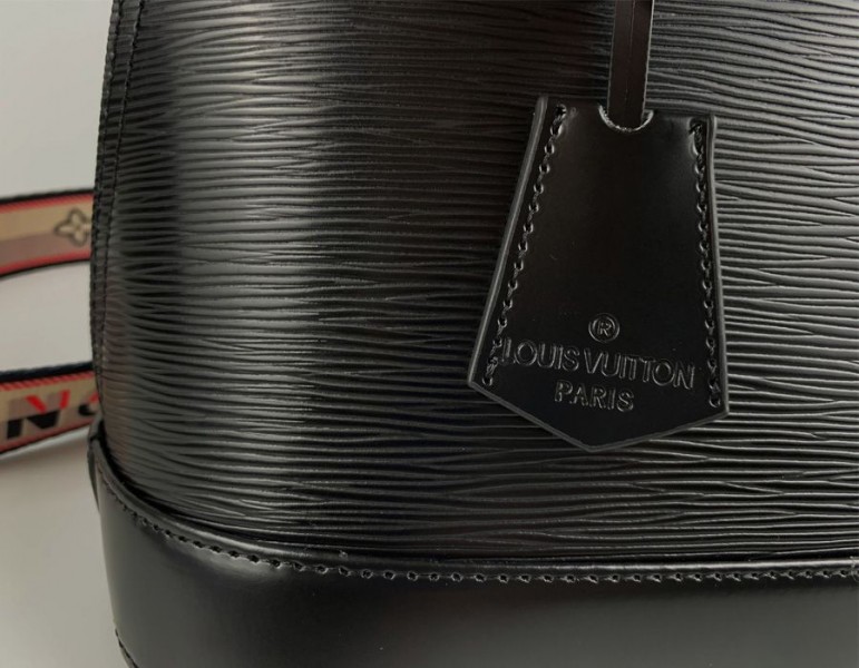 Louis Vuitton Epi Leather Alma PM Jacquard Strap Handbag In Black