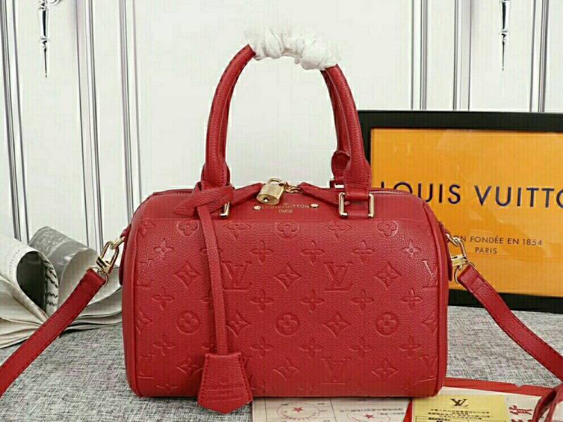 Louis Vuitton Monogram Empreinte Speedy Bandouliere 25 Handbag In Red
