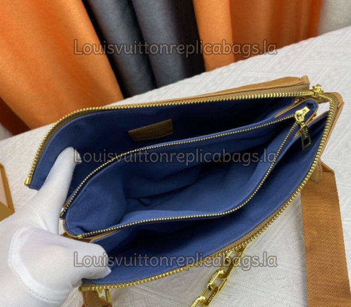 Louis Vuitton Coussin PM Bag In Camel With Jacquard Strap