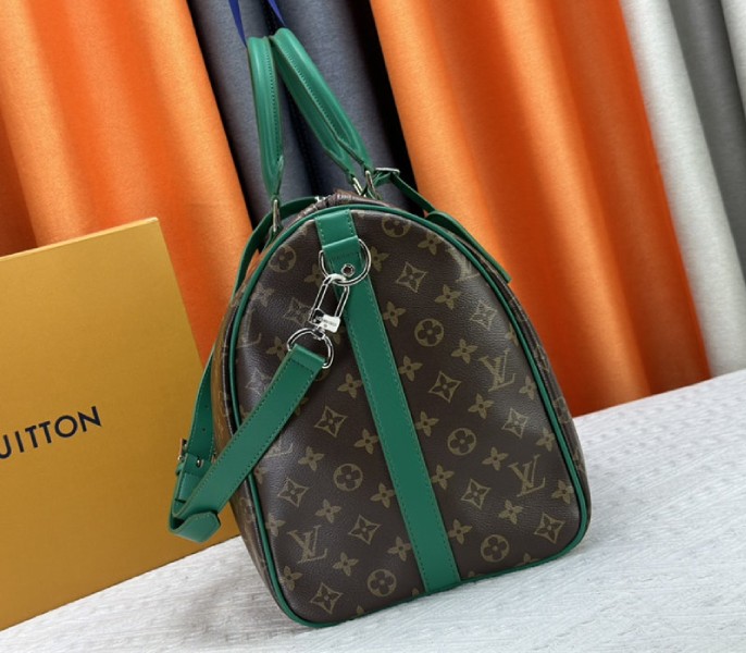 Louis Vuitton Monogram Macassar Canvas Keepall Bandouliere 50 In Borneo Green