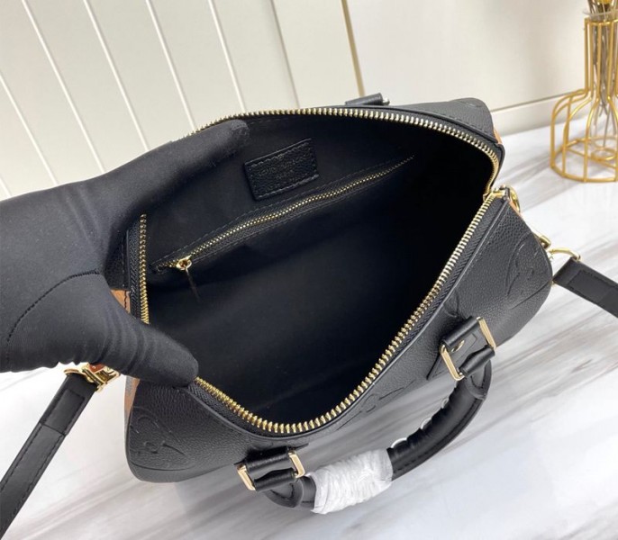 Louis Vuitton Monogram Empreinte Wild At Heart Speedy 25 Bandouliere Handbag In Black