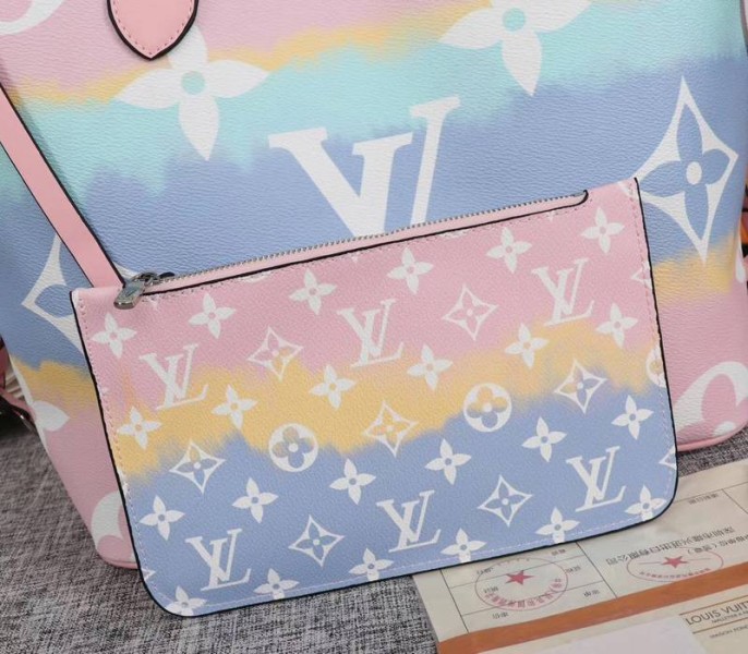 Louis Vuitton Seasonal Escale Neverfull MM Tote In Pastel Pink