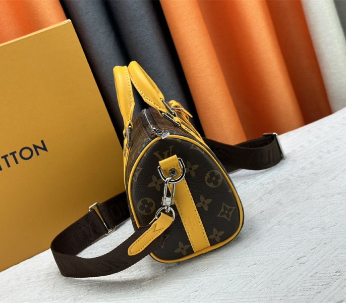 Louis Vuitton Monogram Macassar Canvas Keepall Bandouliere 25 In Safran Yellow