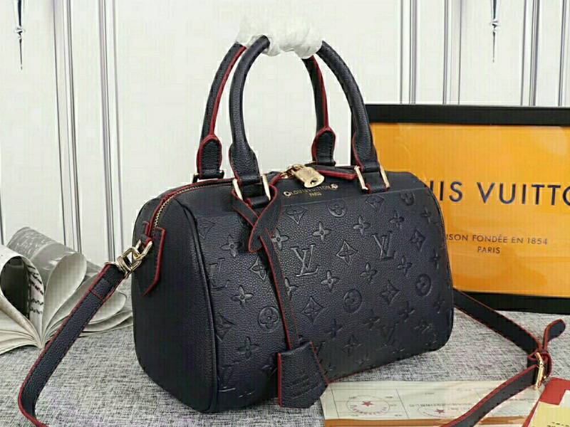 Louis Vuitton Monogram Empreinte Speedy Bandouliere 25 Handbag In Navy Blue
