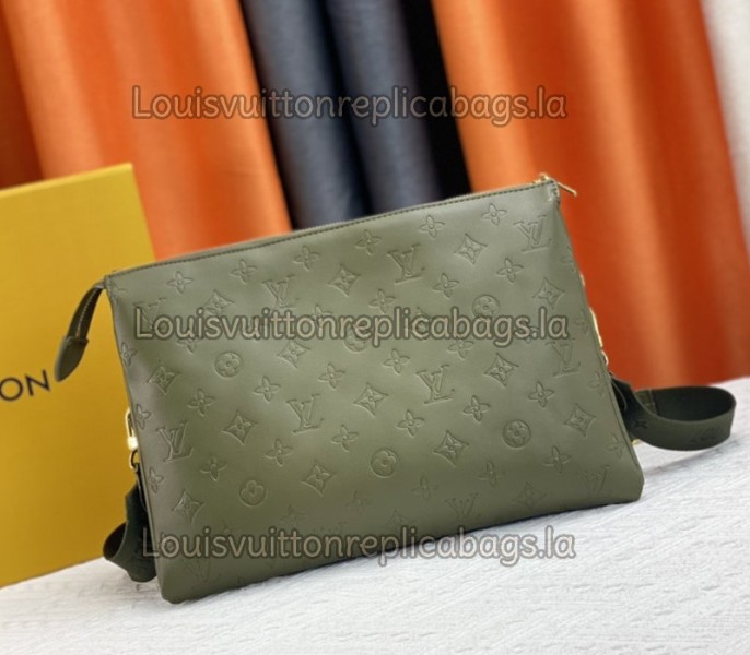 Louis Vuitton Coussin MM Bag In Khaki With Jacquard Strap