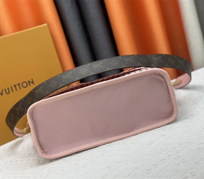 Louis Vuitton Neverfull Bandouliere Inside Out MM Tote In Monogram Canvas And Peony Pink Textile