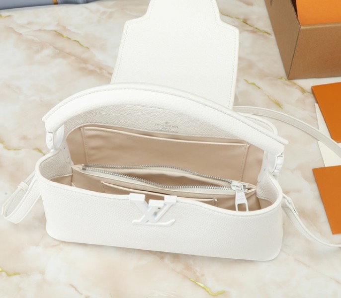 Louis Vuitton Capucines East-West MM Handbag In All Optic White