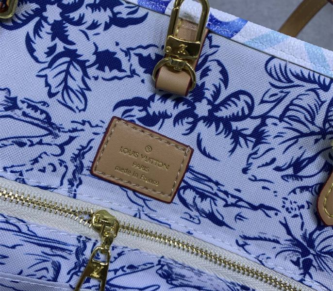 Louis Vuitton LV By The Pool Monogram Tiles Canvas Onthego MM Tote In Lagoon Blue