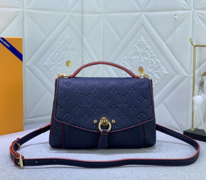 Louis Vuitton Monogram Empreinte Leather Blanche BB Handbag In Navy Blue