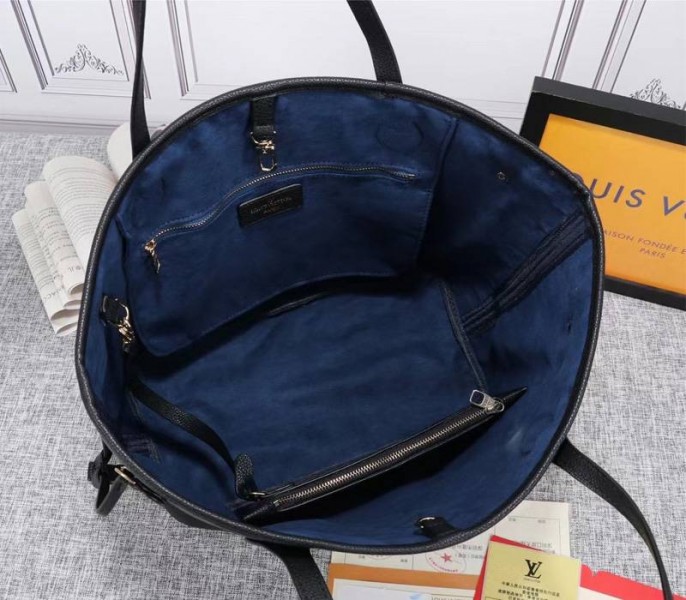 Louis Vuitton Monogram Empreinte Neverfull MM Tote In Black