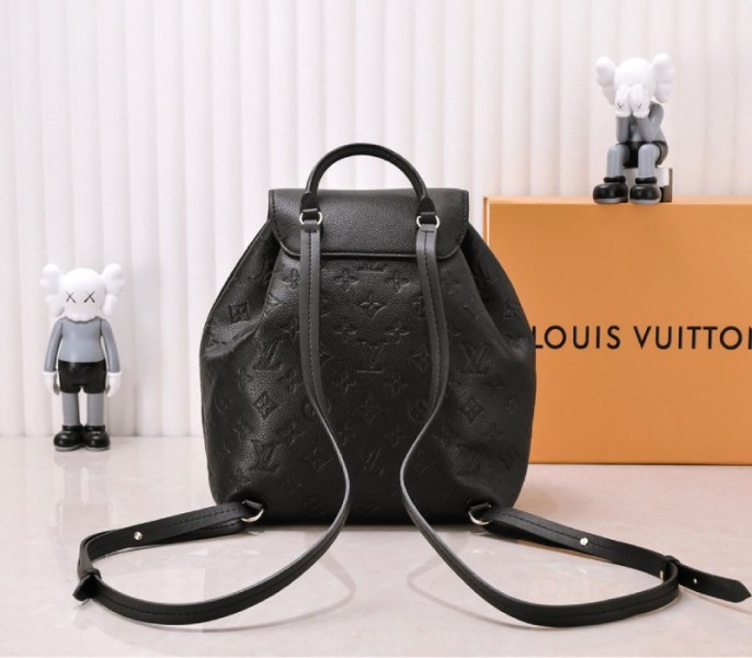 Louis Vuitton Monogram Empreinte Leather Montsouris PM Backpack In Black