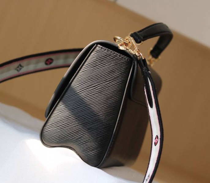 Louis Vuitton Epi Leather Twist MM Bag Black With Jacquard Strap