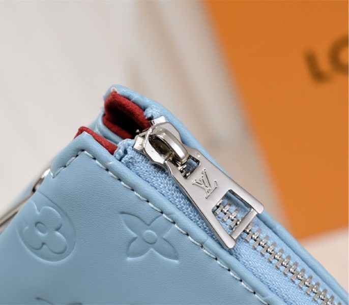 Louis Vuitton Coussin PM Bag In Turquoise Blue With Jacquard Strap