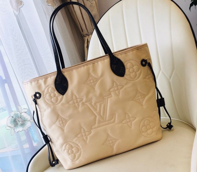 Louis Vuitton Econyl Regenerated Nylon Neverfull MM Tote In Cream