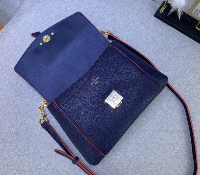 Louis Vuitton Monogram Empreinte Leather Blanche BB Handbag In Navy Blue
