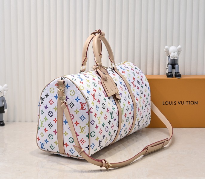 X TM Multicolored Keepall Bandouliere 50 In White