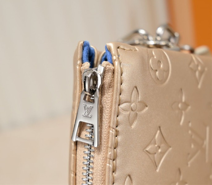 Louis Vuitton Coussin PM Bag In Light Gold With Jacquard Strap