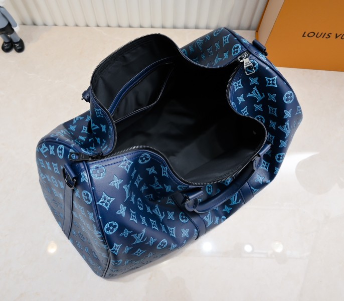 Monogram Shadow Keepall Bandouliere 50 In Navy River Blue