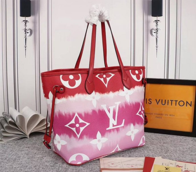 Louis Vuitton Seasonal Escale Neverfull MM Tote In Rouge Red