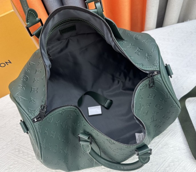 Louis Vuitton Taurillon Leather Keepall Bandouliere 50 In Borneo Green