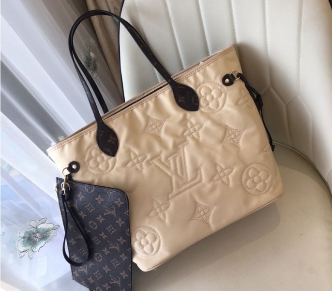 Louis Vuitton Econyl Regenerated Nylon Neverfull MM Tote In Cream