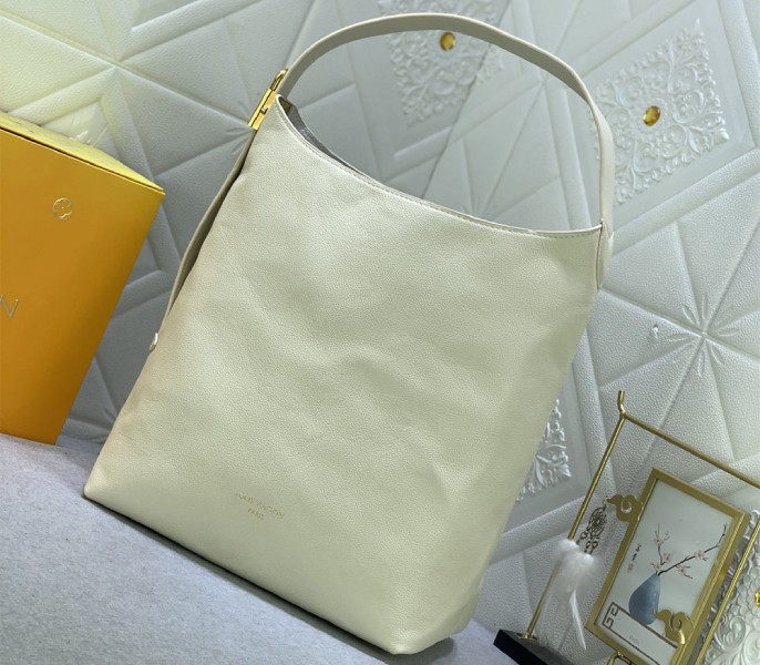 Louis Vuitton Low Key MM Hobo In Quartz White