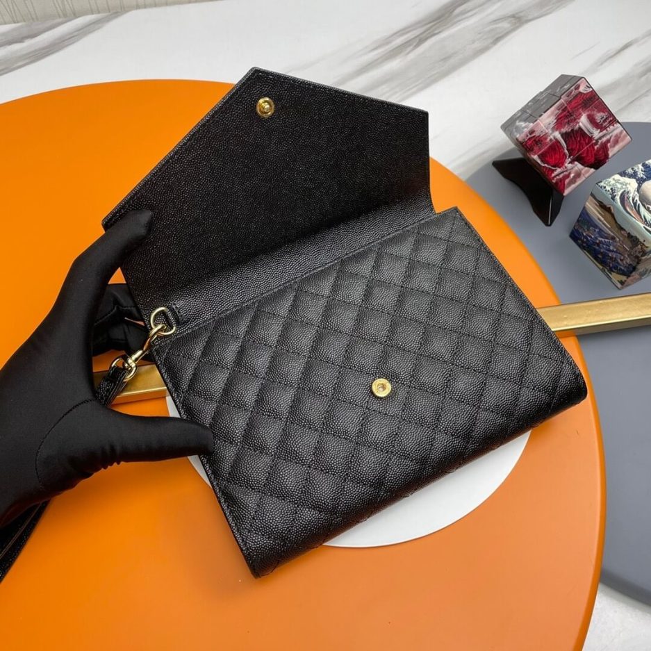 YSL CASSANDRE matelassé leather flap clutch