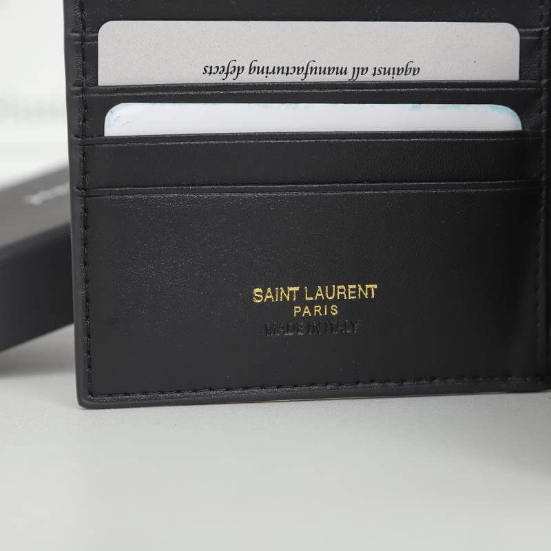 YSL tiny cassandre wallet in crocodile embossed matte leather