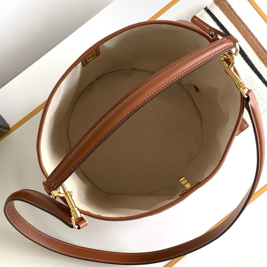 Celine BUCKET 16 BAG IN STRIPED TEXTILE WITH CELINE JACQUARD(high-end grade)