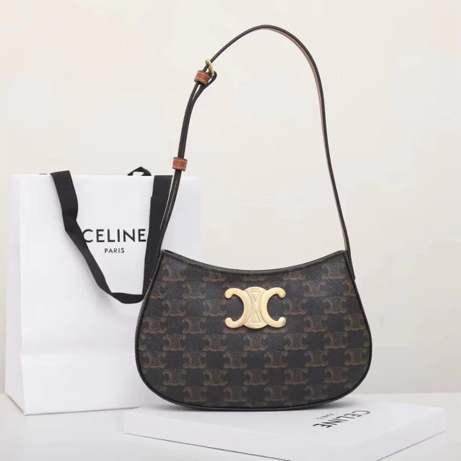 CELINE MEDIUM TILLY BAG in Triomphe canvas and calfskin