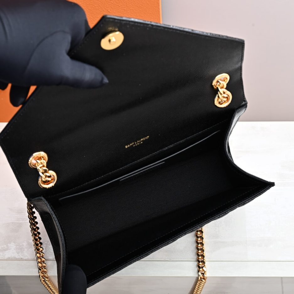 YSL ENVELOPE MEDIUM IN QUILTED GRAIN DE POUDRE EMBOSSED LEATHER