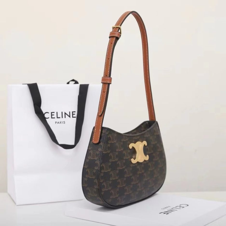 CELINE MEDIUM TILLY BAG in Triomphe canvas and calfskin