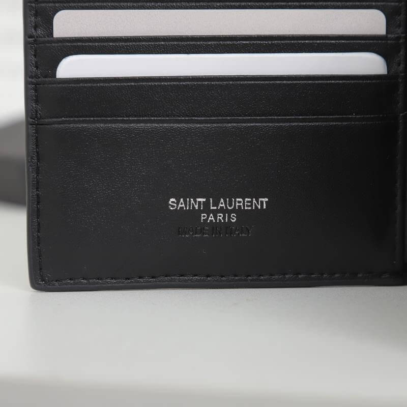 YSL tiny cassandre wallet in crocodile embossed matte leather