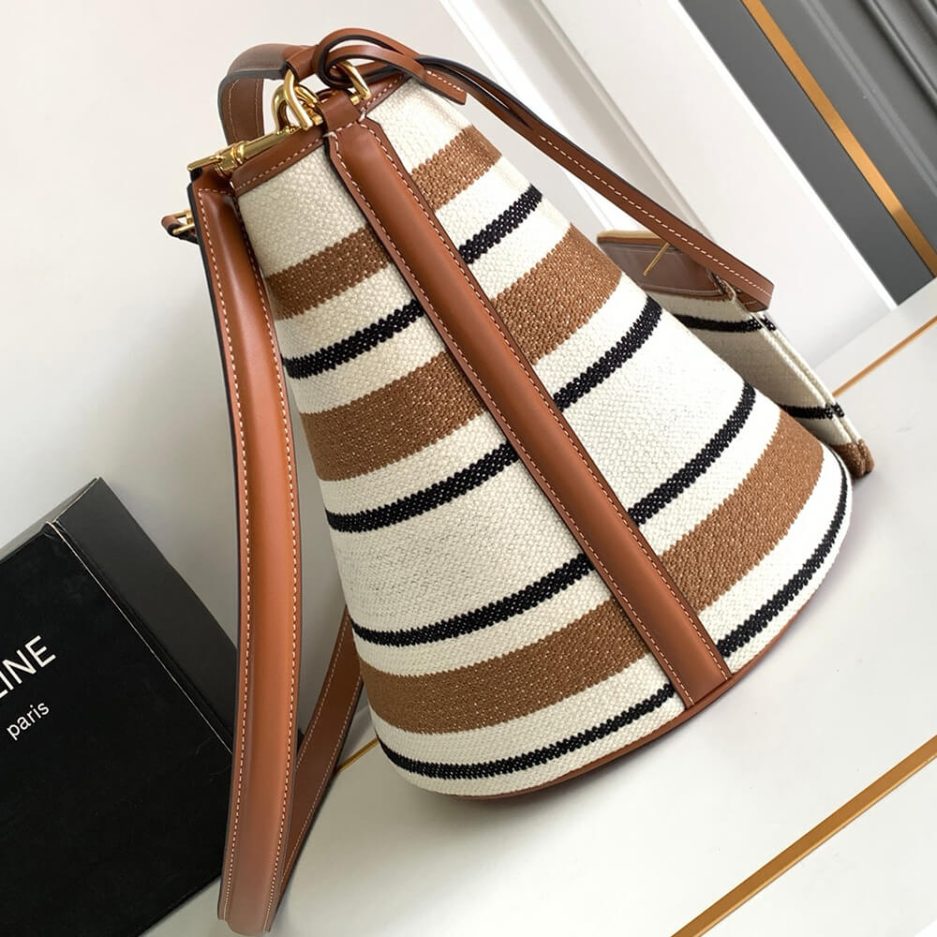 Celine BUCKET 16 BAG IN STRIPED TEXTILE WITH CELINE JACQUARD(high-end grade)