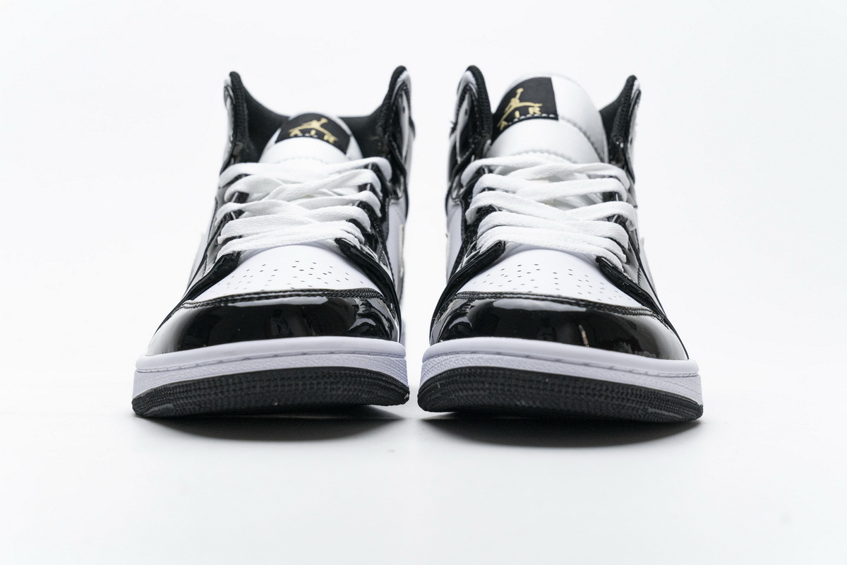 Air Jordan 1 Mid Patent Black White Gold 852542-007