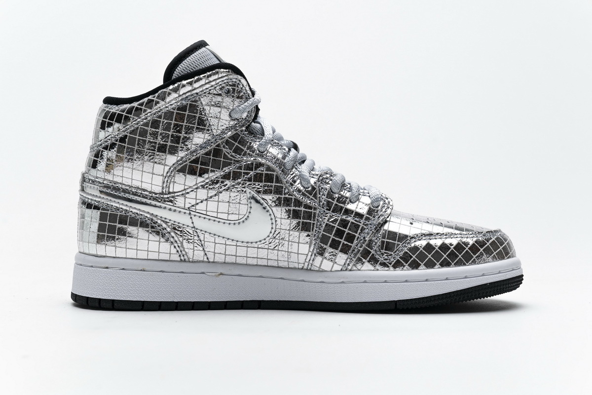 Air Jordan 1 Mid SE Disco Metallic Silver (W) CU9304-001
