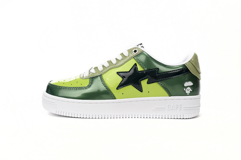 A Bathing Ape Bape Sta Low Black Green Mirror Surface 1H20 190 046