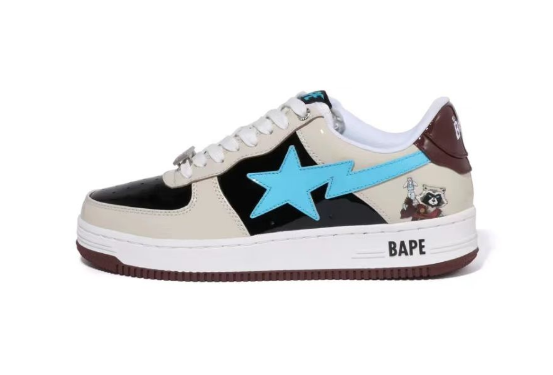 A Bathing Ape Sta X Marvel CREAM/BLACK/BLUE Fashion Skate Shoes 1I73-191-906