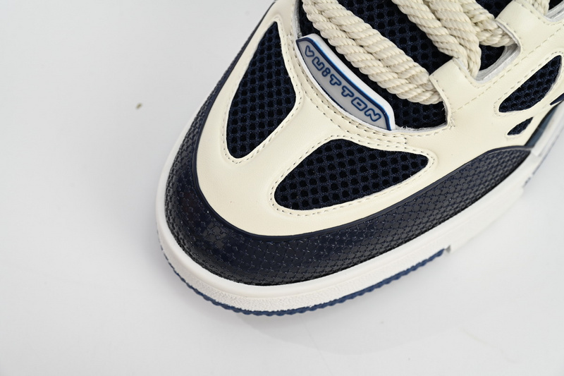 LOUIS VUITTON Leather lace up Fashionable Board Shoes Blue 51BCOLRB