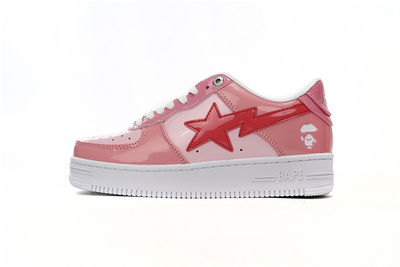 A Bathing Ape Bape Sta Low Pink Paint Leather 1H2-019-1046