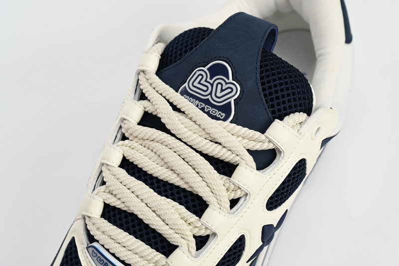 LOUIS VUITTON Leather lace up Fashionable Board Shoes Blue 51BCOLRB