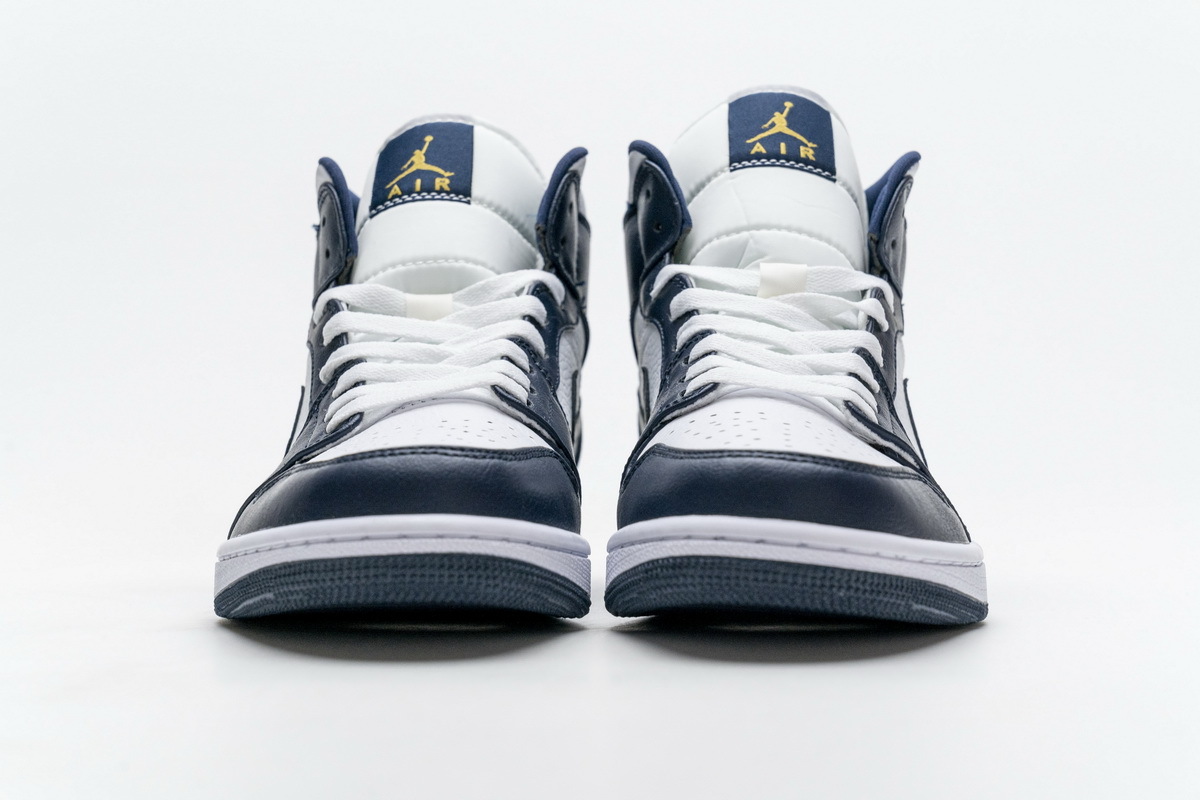 Air Jordan 1 Mid White Metallic Gold Obsidian 554724-174