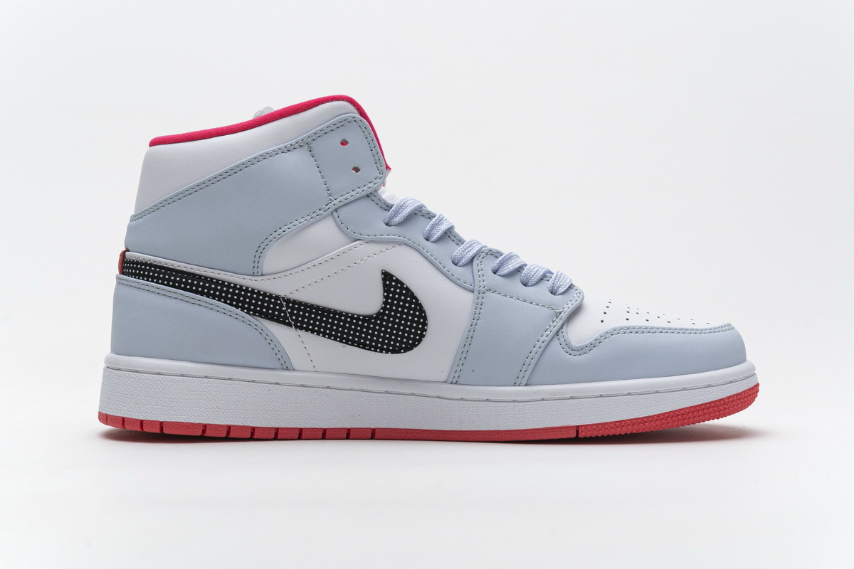 Air Jordan 1 Mid Half Blue Polka Dot Swoosh (GS) 555112-400