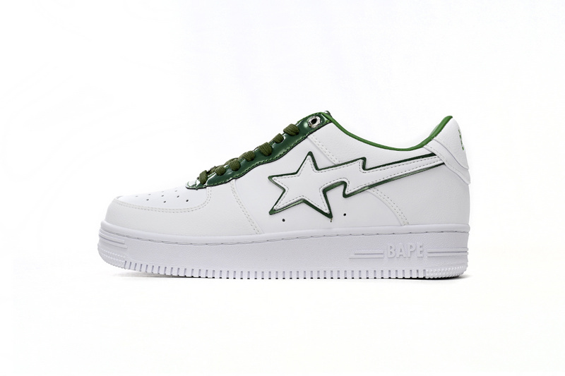 A Bathing Ape Bape Sta Low White Green edge 1J30-191-017