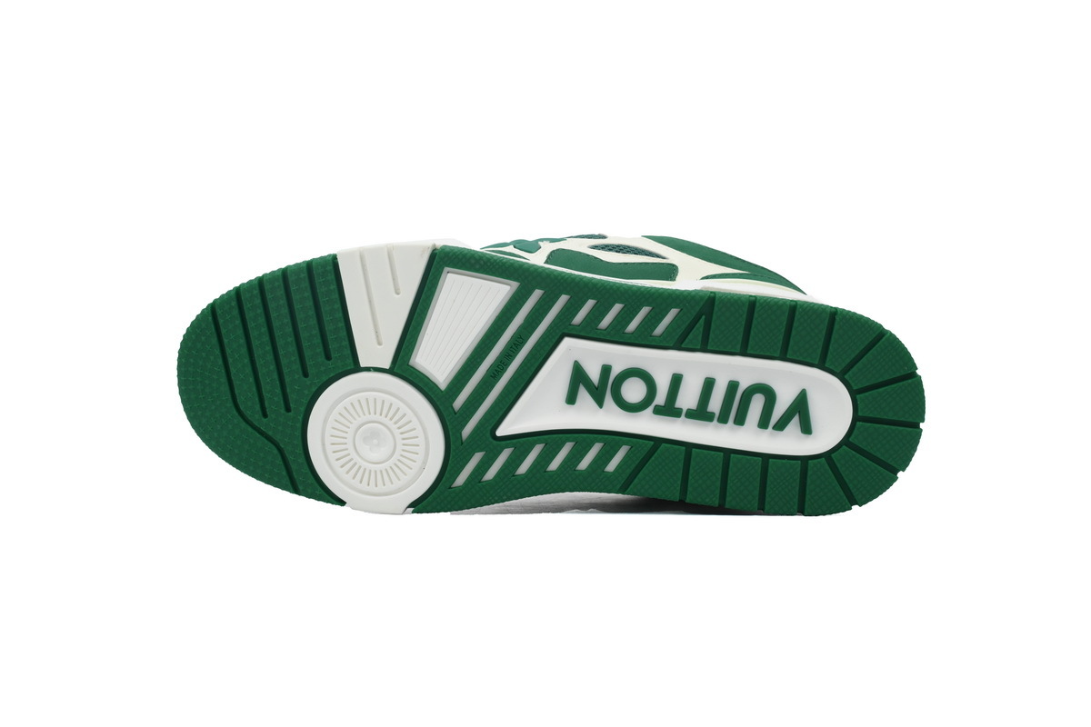 LOUIS VUITTON Leather lace up Fashionable Board Shoes White Green 1AC520