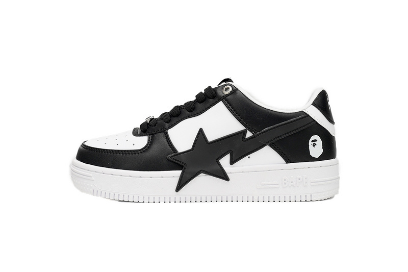 A Bathing Ape Bape Sta Low Black And White Star OZXSH W291 306M