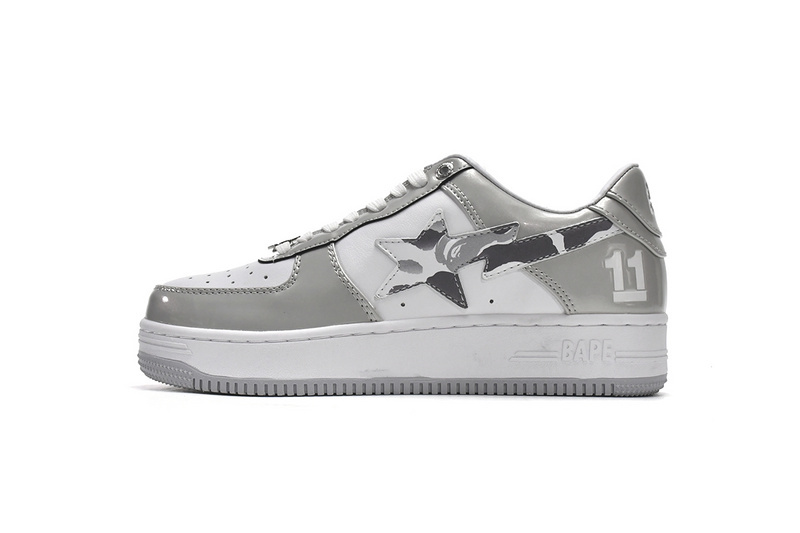 A Bathing Ape Bape Sta Low White Grey Mirror Surface