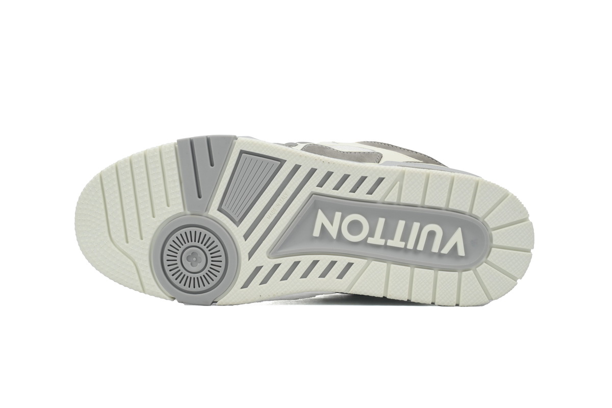 LOUIS VUITTON Leather lace up Fashionable Board Shoes White Gray 1ACQP4